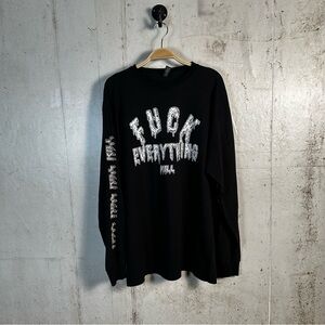 Kill Brand rare‎ F Everything Kill black & white long sleeve shirt size L NWOT